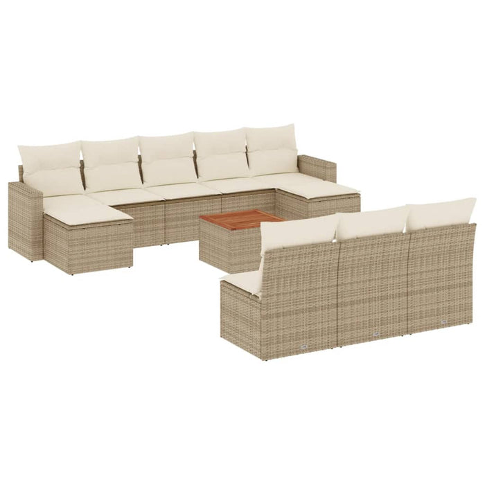 Set Divani da Giardino 11 pz con Cuscini Beige in Polyrattan 3256660