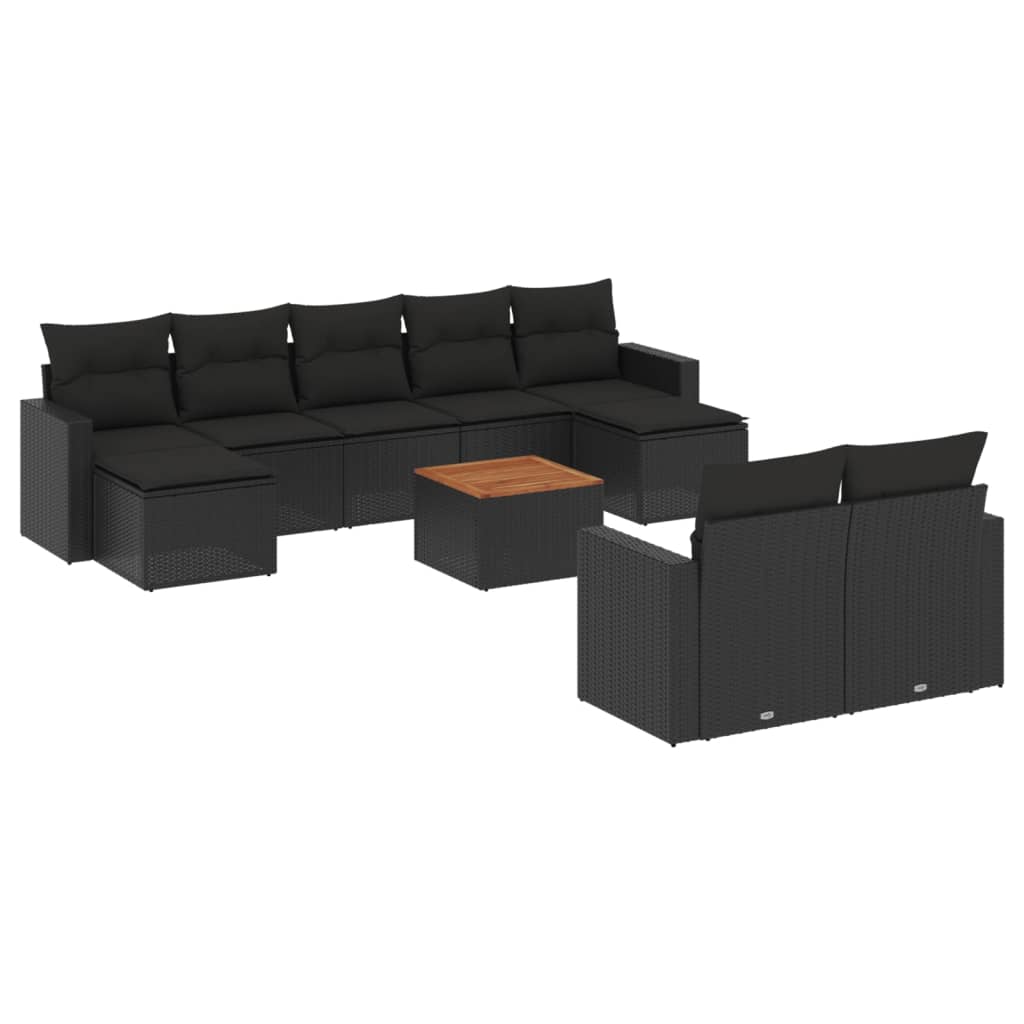 Set Divani da Giardino 10pz con Cuscini in Polyrattan Nerocod mxl 113157