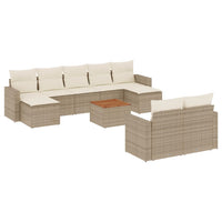 Set Divano da Giardino 10 pz con Cuscini Beige in Polyrattancod mxl 89660