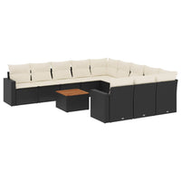 Set Divani da Giardino 12 pz con Cuscini Nero in Polyrattan 3256679