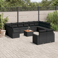 Set Divani da Giardino 13pz con Cuscini Nero in Polyrattan 3256685