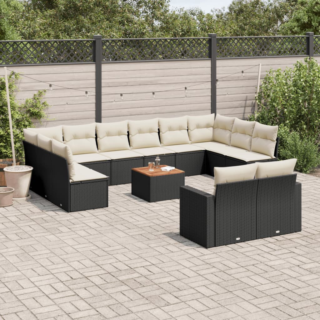 Set Divani da Giardino 13pz con Cuscini Nero in Polyrattancod mxl 92686