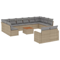 Set Divano da Giardino 13 pz con Cuscini Beige Misto Polyrattan 3256689