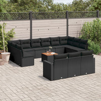 Set Divani da Giardino 14pz con Cuscini in Polyrattan Nero 3256692