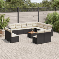 Set Divani da Giardino 13pz con Cuscini Nero in Polyrattancod mxl 115346