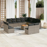 Set Divani da Giardino 13 pz con Cuscini Grigio in Polyrattan 3256704