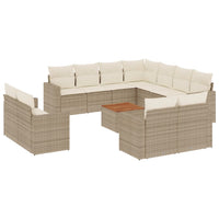 Set Divani da Giardino 12 pz con Cuscini Beige in Polyrattan 3256716