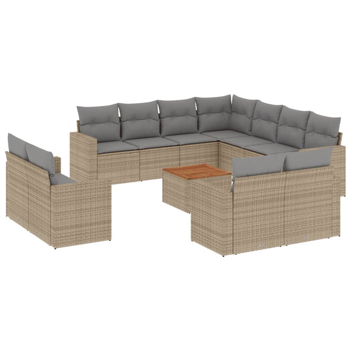 Set Divano da Giardino 12 pz con Cuscini Beige Misto Polyrattan 3256717