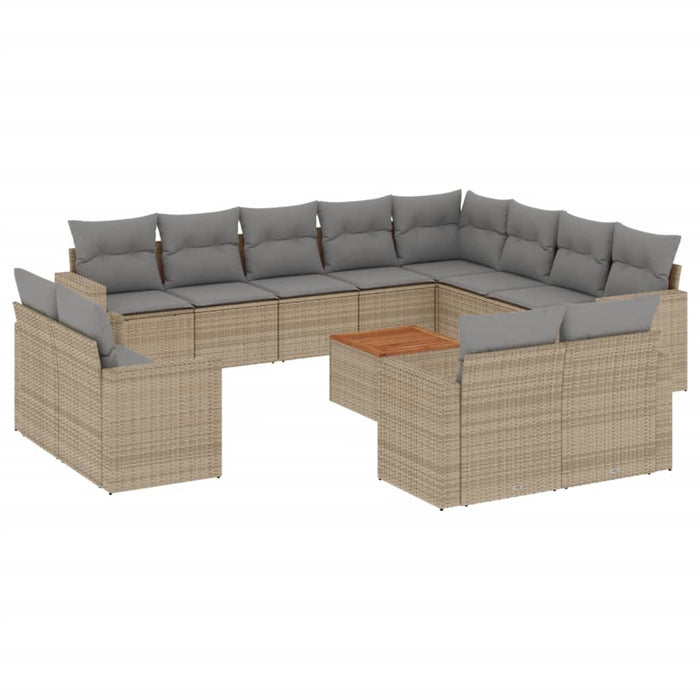 Set Divano da Giardino 13 pz con Cuscini Beige Misto Polyrattan 3256724