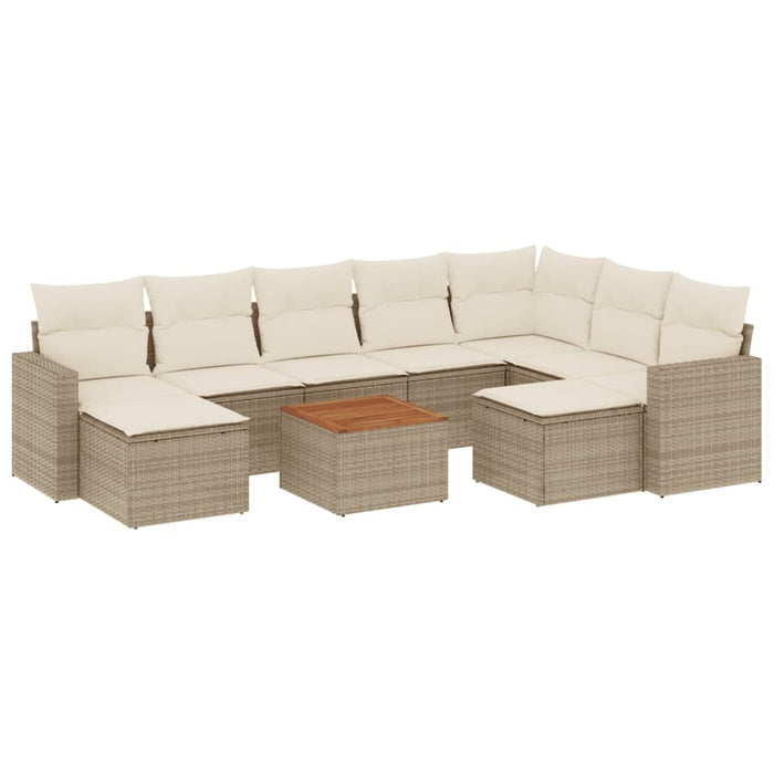 Set Divano da Giardino 10 pz con Cuscini Beige in Polyrattan 3256737