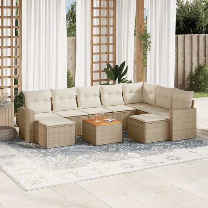 Set Divano da Giardino 10 pz con Cuscini Beige in Polyrattancod mxl 113159