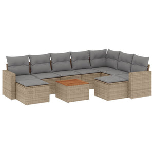 Set Divano da Giardino 10 pz con Cuscini Beige Misto Polyrattan 3256738