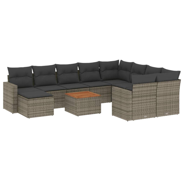 Set Divani da Giardino 11 pz con Cuscini in Polyrattan Grigio 3256746