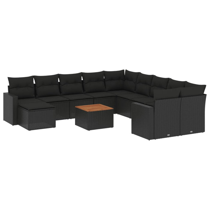 Set Divani da Giardino 12 pz con Cuscini Nero in Polyrattancod mxl 92836