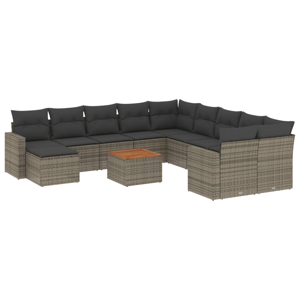 Set Divani da Giardino 14pz con Cuscini in Polyrattan Grigio 3256753