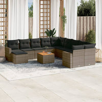 Set Divani da Giardino 14pz con Cuscini in Polyrattan Grigio 3256753