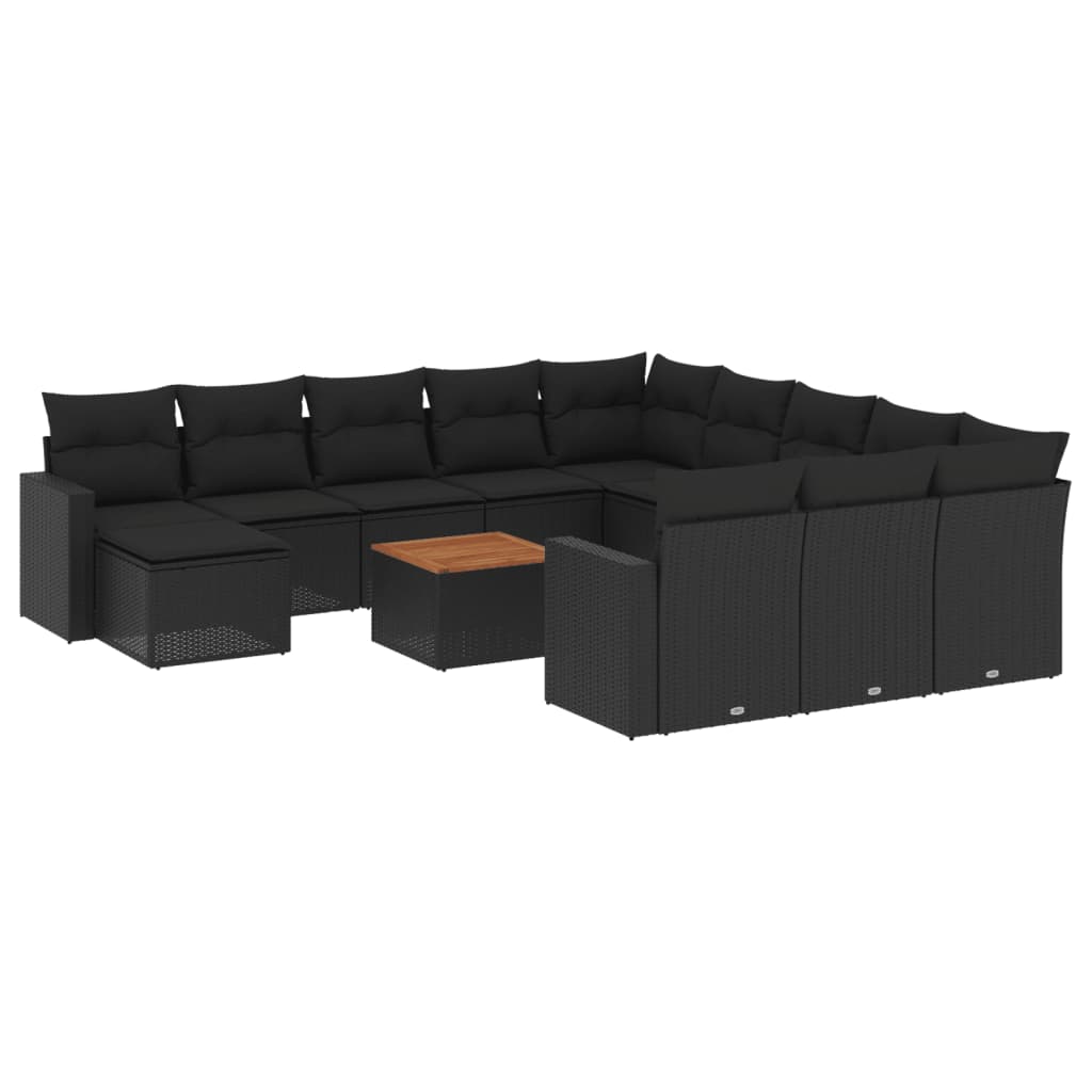 Set Divani da Giardino 13pz con Cuscini Nero in Polyrattancod mxl 92847