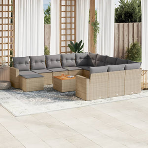 Set Divano da Giardino 13 pz con Cuscini Beige Misto Polyrattan 3256759