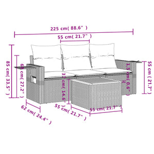 Set Divano da Giardino 4 pz con Cuscini Beige Misto Polyrattan 3256766