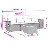 Set Divani da Giardino 5 pz con Cuscini in Polyrattan Nerocod mxl 90169