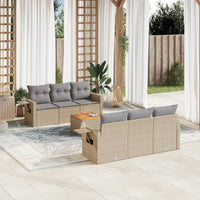 Set Divano da Giardino 7 pz con Cuscini Beige Misto Polyrattan 3256787