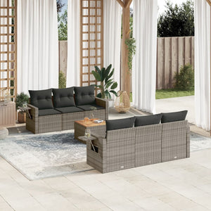 Set Divani da Giardino 7 pz con Cuscini Grigio in Polyrattancod mxl 89174