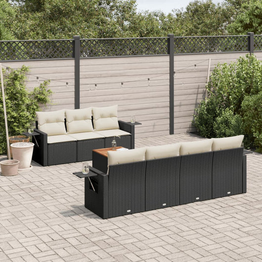 Set Divani da Giardino con Cuscini 8 pz Nero in Polyrattan 3256798