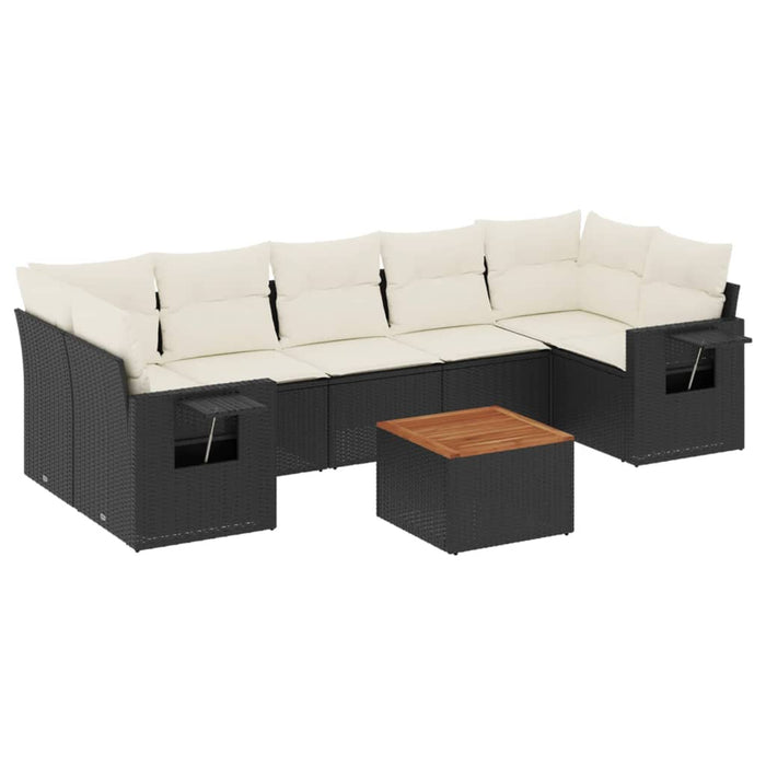 Set Divani da Giardino con Cuscini 8 pz Nero in Polyrattancod mxl 88266