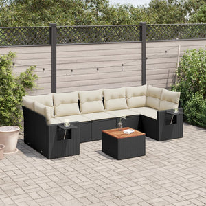 Set Divani da Giardino con Cuscini 8 pz Nero in Polyrattan 3256805