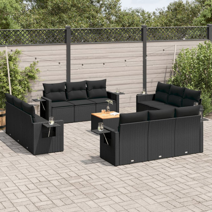 Set Divani da Giardino 13pz con Cuscini Nero in Polyrattancod mxl 114172