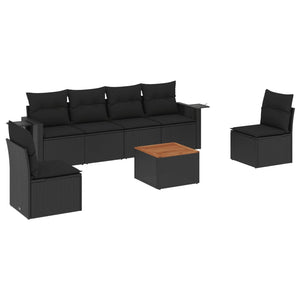 Set Divani da Giardino con Cuscini 7pz Nero Polyrattan 3256839