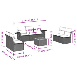 Set Divano da Giardino 8 pz con Cuscini Grigio in Polyrattan 3256851