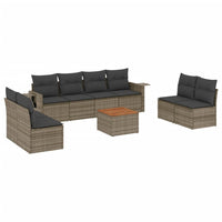 Set Divano da Giardino 9 pz con Cuscini Grigio in Polyrattan 3256858