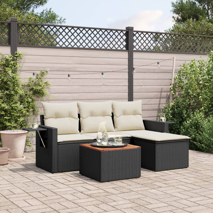 Set Divani da Giardino 5 pz con Cuscini in Polyrattan Nero 3256861