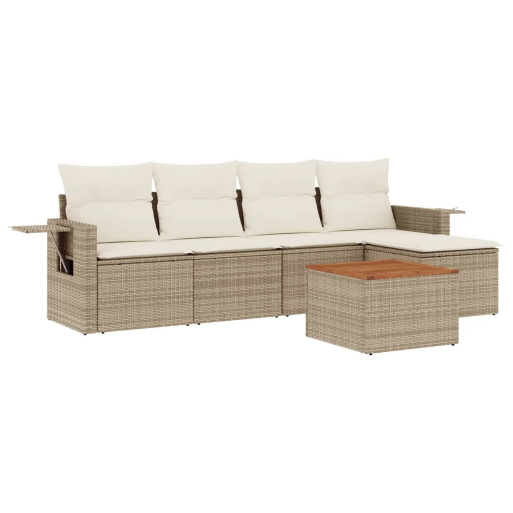 Set Divano da Giardino 6 pz con Cuscini Beige in Polyrattan 3256870