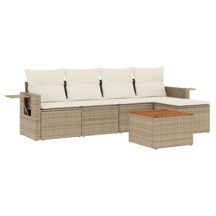 Set Divano da Giardino 6 pz con Cuscini Beige in Polyrattan 3256870