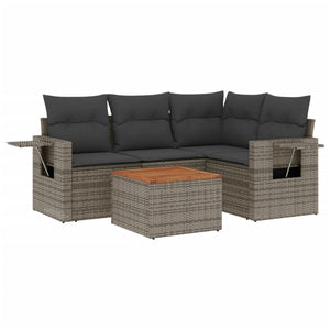 Set Divano da Giardino 5 pz con Cuscini Grigio in Polyrattan 3256879