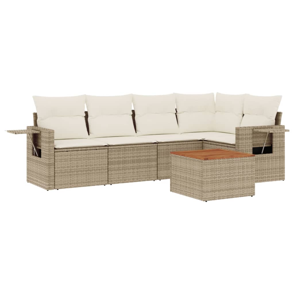 Set Divano da Giardino 6 pz con Cuscini Beige in Polyrattancod mxl 113160