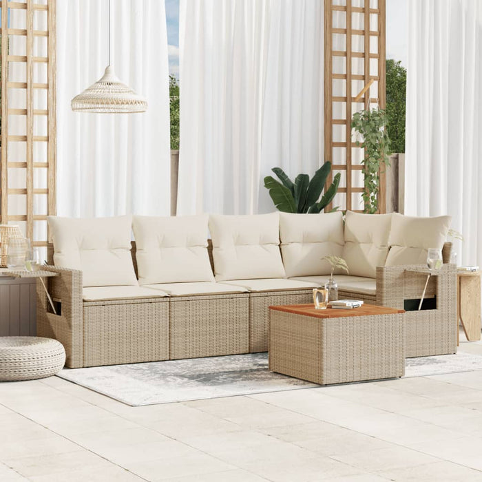 Set Divano da Giardino 6 pz con Cuscini Beige in Polyrattancod mxl 113160