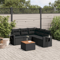 Set Divano da Giardino 6 pz con Cuscini Nero in Polyrattan 3256888