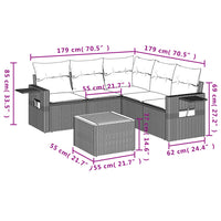 Set Divano da Giardino 6 pz con Cuscini Nero in Polyrattan 3256889