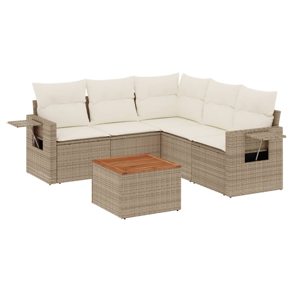 Set Divano da Giardino 6 pz con Cuscini Beige in Polyrattancod mxl 90314