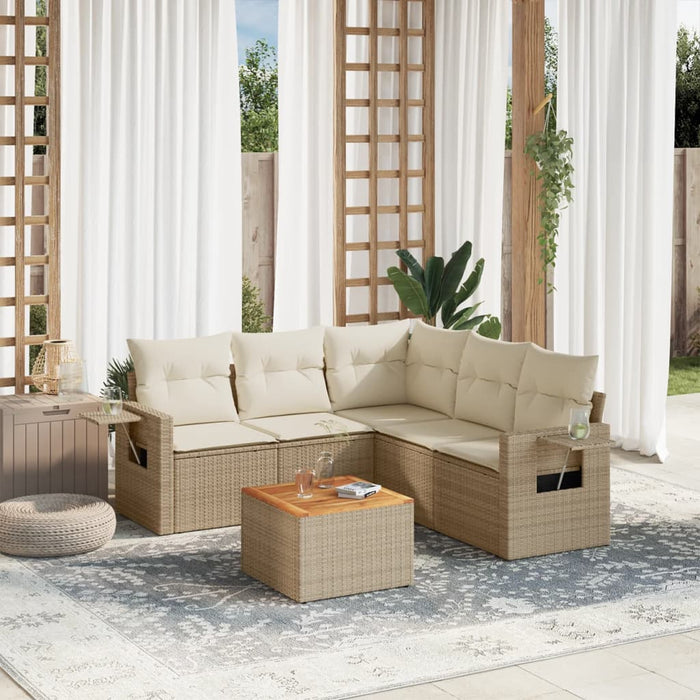 Set Divano da Giardino 6 pz con Cuscini Beige in Polyrattancod mxl 90314