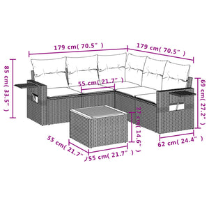 Set Divano da Giardino 6 pz con Cuscini Beige Misto Polyrattan 3256892