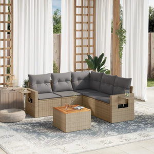 Set Divano da Giardino 6 pz con Cuscini Beige Misto Polyrattan 3256892