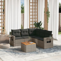 Set Divano da Giardino 6 pz con Cuscini Grigio in Polyrattan 3256893