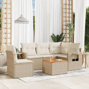 Set Divano da Giardino 6 pz con Cuscini Beige in Polyrattancod mxl 88270