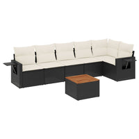 Set Divani da Giardino con Cuscini 7pz Nero Polyrattancod mxl 117176