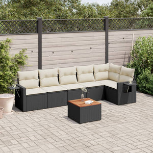 Set Divani da Giardino con Cuscini 7pz Nero Polyrattancod mxl 117176