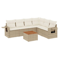 Set Divani da Giardino 7 pz con Cuscini Beige in Polyrattan 3256912